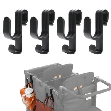 Imagem de VIOTIIN 4 peças de ganchos laterais multiuso de camada dupla para Wagon Wonderfold W2 e W4, economia de espaço para pendurar bicicletas de equilíbrio e tudo, acessórios de vagão de plástico durável
