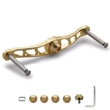 Imagem de HEIGHTEN 105 mm/115 mm/120 mm/130 mm Alça de molinete de pesca sem botão para Shimano Daiwa Baitcasting Reel Power Handle Crank Acessório (ouro, 105 mm) (0118)