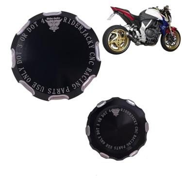 Imagem de Riderjacky Compatível com tampa do reservatório de fluido da embreagem do freio dianteiro da motocicleta cilindro de óleo Honda CB1000R CB 1000R de 2009 a 2016 2010 2011 2012 2013 2014 2015 (preto)