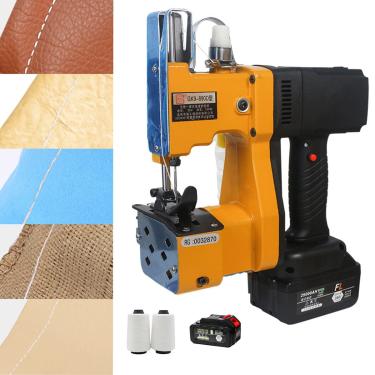Imagem de Máquina de costura de saco de bateria de lítio de carregamento, máquina elétrica de costura de saco com 2 peças de linha de costura/1 bateria, calibre ajustável 7-10 mm
