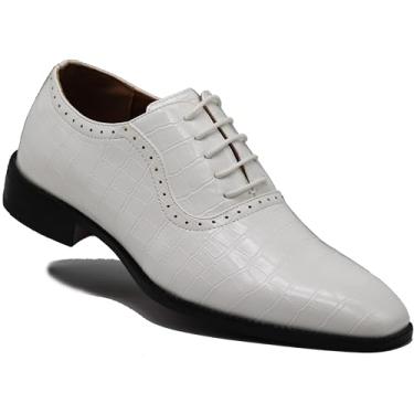 Imagem de Gator3N Sapato social masculino com cadarço e estampa de crocodilo crocodilo, Branco, 11