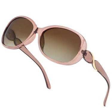 Imagem de Óculos de sol polarizados grandes para mulheres, óculos de sol polarizados Jackie O para dirigir, viajar, óculos de sol femininos, marrom/marrom gradiente