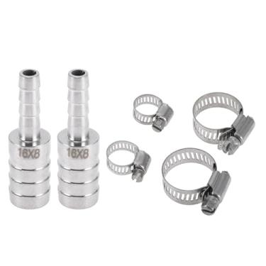 Imagem de Generic 1 conjunto de acessórios de mangueira de 1,5 cm x 5/40.6 cm redutor de emenda para ar, água, óleo, gás, combustível, aço inoxidável, tom prateado com braçadeiras