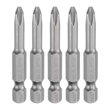 Imagem de 5 peças de chave de fenda Phillips número 2 PH2 1/10.2 cm, haste sextavada, 50 mm de comprimento, magnética, S2, aço industrial, broca elétrica de cabeça cruzada, haste de 0,197" (5 mm)