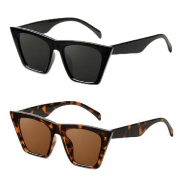 Imagem de Óculos de sol polarizados para mulheres, óculos de sol olho de gato com estilo retrô para compras, festas, viagens, 01 preto/leopardo