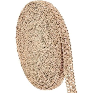 Imagem de Fita de serapilheira trançada, fita de renda com acabamento em trança Gimp de 10 m, fita rústica hessiana para estofados, fita de corda de juta tecida para chapéu de fantasia, sapatos, cadeira