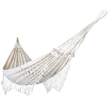 Imagem de Rede De Dormir Descanso Casal 3,80m X 1,50m Algodão Premium Bege