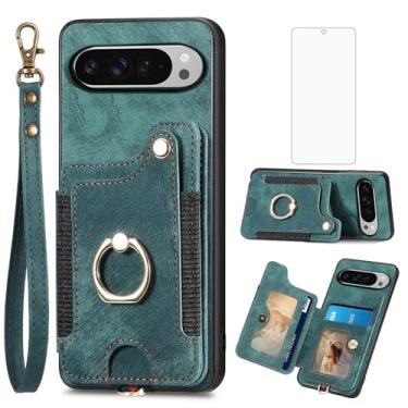 Imagem de Asuwish Capa carteira para Google Pixel 9 Pro XL com protetor de tela de vidro temperado e alça de pulso RFID suporte para cartão de crédito anel com suporte para celular Pixel9 9Pro 9ProXL nove