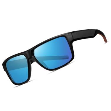 Imagem de Óculos de sol masculinos polarizados moda esportes óculos de sol quadrados modernos sunnies pesca corrida golfe SY6081, Armação preta | Lente espelhada azul, Normal