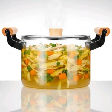 Imagem de Vidro transparente de 2,5L/3,5L/4,5L/5,5L para cozinhar no fogão, grande com cabo de madeira, ferver grande para fogão, potpourri, fritar com tampa transparente para ferver, resistente ao calor, grau