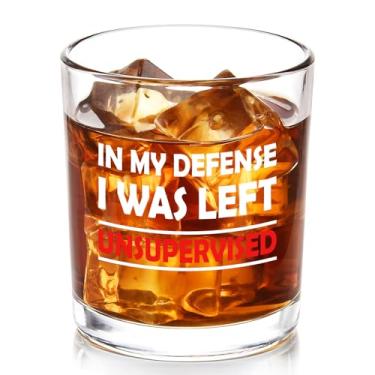 Imagem de Futtumy Presentes engraçados de colegas de trabalho para homens, In My Defense I Was Left copo de uísque sem supervisão, presentes de elefante branco para adultos, colega de trabalho, presente