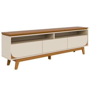 Imagem de Rack Bancada 75 Polegadas 3 Gavetas 200 Cm Selene Madetec Cinamomo Off