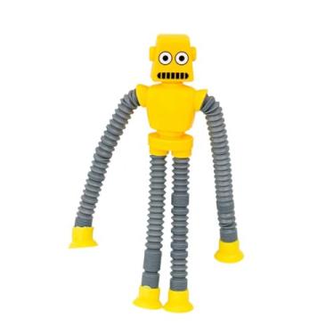 Imagem de Robo Pop It Estica e Puxa – Brinquedo Sensorial Infantil com Luz Colorida e Ventosas | Alívio de Estresse, Concentração e Diversão para Crianças (Amarelo)