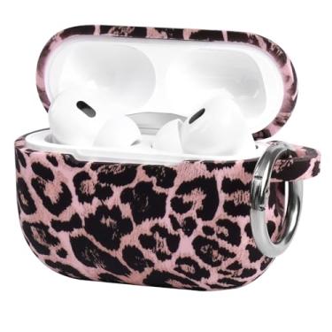 Imagem de Capa de fone de ouvido antiqueda de silicone com estampa de leopardo rosa claro moderno com fivela de anel de metal para AirPods Pro2/Pro, um item essencial para fashionistas