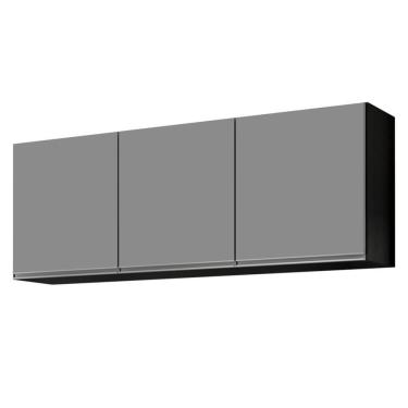 Imagem de Armário Aéreo De Cozinha 150cm 3 Portas Argélia Preto-cinza - Lumil Móveis