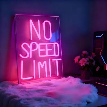 Imagem de Neonawall Neon Sign for Wall Decor Light Up Letters Business Led Sign Birthday Party Gifts Led Decorative Night Signs Game Room Decorations Racing Car Party Signs for Home Bedroom Bar (No Speed Limit)