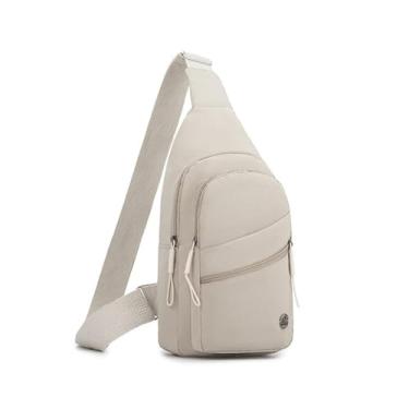 Imagem de Bolsa tiracolo pequena para mulheres e homens, mochila tiracolo de peito para viagens ao ar livre e caminhadas, Branco, Simplicidade