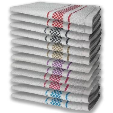 Imagem de 12 Panos De Prato Atoalhado Felpudo Az+rs+rx+mr+pr+vm