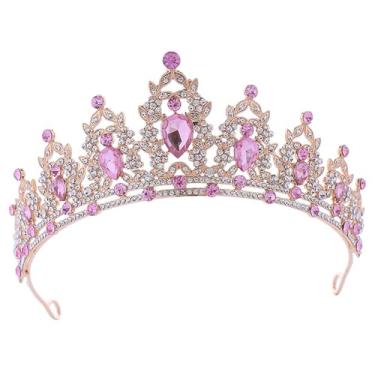 Imagem de Qiufruit Tiaras de cristal rainha tiaras de casamento e coroas coroa de princesa faixa de cabelo para festa de aniversário acessórios de cabelo para noivas mulheres meninas, One Size, Liga metálica