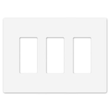 Imagem de Art Plates - Placa de interruptor de segurança para crianças sem parafusos superdimensionada - 14 cm x 19,4 cm - Decorador Jumbo 3 Gang Estilo GFCI - Policarbonato inquebrável - Placa de cobertura