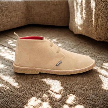 Imagem de Bota cadarço casual masculina feminina couro camurça sola látex crepe 