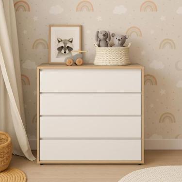 Imagem de Cômoda Infantil 4 Gavetas Moderna Coleção Sol e Mar - Divicar, branco/