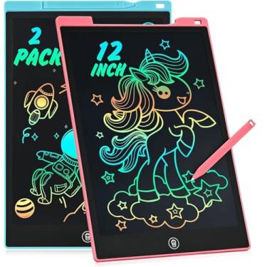 Imagem de cimetech Pacote com 2 tablets LCD de escrita para crianças, brinquedos infantis de 30 a 8 anos para meninas de 3 a 8 anos, bloco de desenho essencial de viagem, brinquedos educativos, presente de