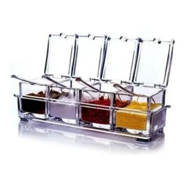 Imagem de 2X Porta Condimento Organizador Tempero Acrílico Cozinha