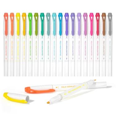 Imagem de Marcadores de ponta dupla, 18 cores, marcadores pasteis, cores sortidas, com cinzel e ponta fina, para adolescentes, crianças e adultos, coloração da Shuttle Art