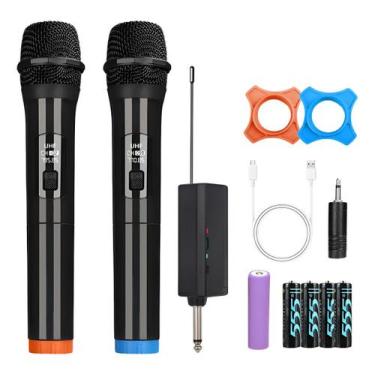 Imagem de Microfone Kit Sem Fio Duplo Profissional Certificado Anatel Receptor U