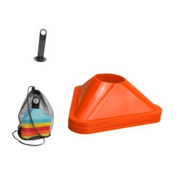 Imagem de UGPLM 10x Cones Triângulos de Futebol Agilidade Acessórios de Treinamento de Futebol Marcador de Campo de Treinamento Cruzado para Jogos Esportivos Quintal, Laranja