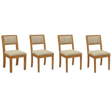 Imagem de Kit 4 Cadeiras Sala Jantar Alice 4 Un Carvalho Linho Bege A058