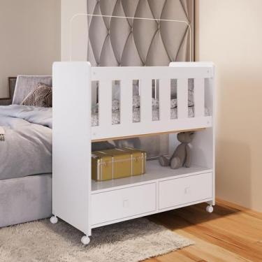 Imagem de Mini Berço Infantil Moisés com Rodas, Gavetas e Grade em MDF 90cm Quar