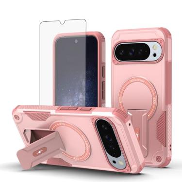 Imagem de Furill Capa de celular para Google Pixel 10 Pro XL compatível com Magsafe protetor de tela de vidro temperado capa celular com suporte robusto à prova de choque protetor magnético resistente Pixel10