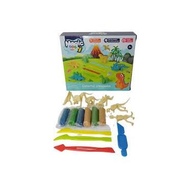 Imagem de Kit Massinha de Modelar Infantil com 8 Moldes, 6 Mini Dinossauros, Ferramentas para Modelagem, Colorido, para Crianças Acima de 3 Anos