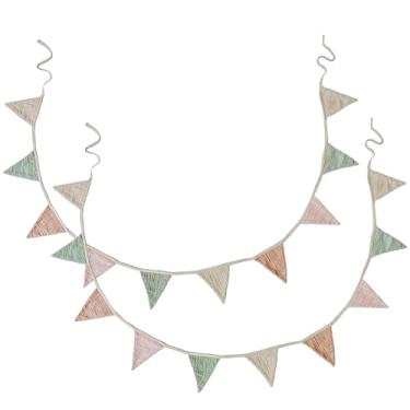 Imagem de Guirlanda de quarto de bebê, bandeiras triangulares pastel, faixa de galhardete de algodão para decoração de berçário, perfeita para chás de bebê e festas de aniversário de gênero neutro