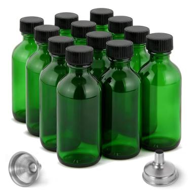 Imagem de DIDITIME Garrafas de shot de 59 ml com tampas e funis de aço inoxidável, garrafa de suco de vidro reutilizável, frascos pequenos de 60 ml com tampas para poção, doses de gengibre, óleos, suco