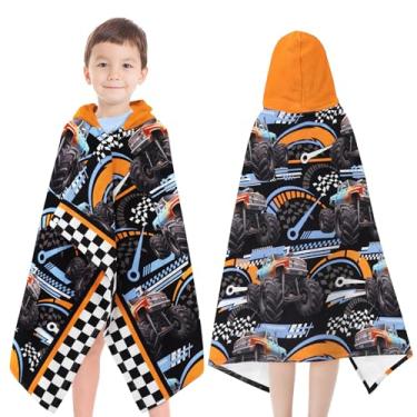 Imagem de Toalhas de Poncho com Capuz para Crianças - Ultra Macias 100% Algodão Caminhão Toalhas de Banho/Piscina Toalha de Praia Poncho Absorvente Bonito Banho e Natação Presente para Meninos e Meninas 3-10
