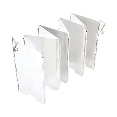 Imagem de barenx 9 placas de liga de alumínio dobrável para acampamento fogão a gás escudo contra vento acampamento caminhadas piquenique cozinha fogão queimador de vento tela de vento à prova de vento