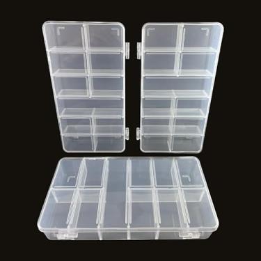 Imagem de Kit 3 Caixas Organizadoras 11 Divisões Transparente para Bijuterias Miçangas e Acessórios (Transparente,3 caixas 11 divisões)