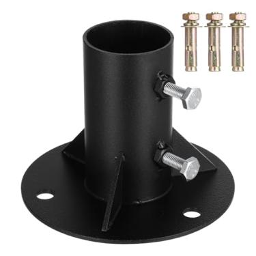 Imagem de Base de flange de piso resistente para postes de cerca de elos de corrente, 2 bases redondas com suporte de montagem no chão para tubo 1-7/8