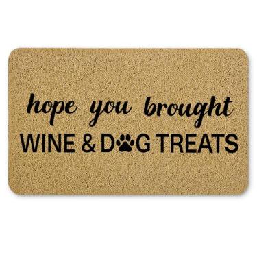 Imagem de Qnhij Tapete de porta engraçado para cães, tapete de boas-vindas para cães, capacho de decoração de cães, 43 x 76 cm