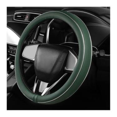 Imagem de MUQIDA Capa de volante de carro, protetor de volante de couro antiderrapante com tira de fibra, envoltório de roda confortável envoltório de roda decoração de interior esportivo para a maioria dos