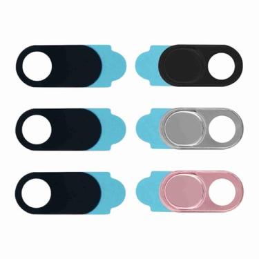 Imagem de Luqeeg Tampa de Lente de Metal para Webcam - Adesivo de Proteção de Privacidade de Câmera Fina para Tablets de Smartphone, Laptop - 3 Unidades (Prata preto rosa cor misturada)