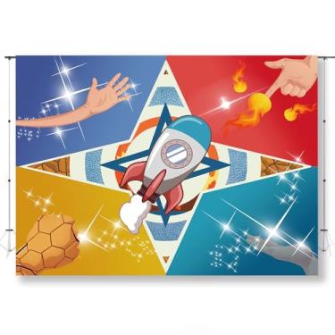 Imagem de KUKUSOUL Fundo fotográfico de super-heróis, faixa colorida de foguete com tema de fantasia, decoração de festa, adereço de sessão de estúdio para chá de bebê, meninos, meninas, crianças, aniversário
