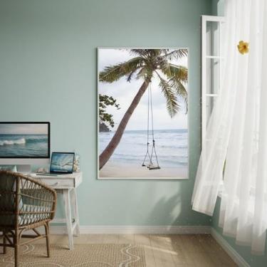 Imagem de Quadro Decorativo Um Balanço Na Palmeira-70x50cm Cor:Moldura Preta - Q