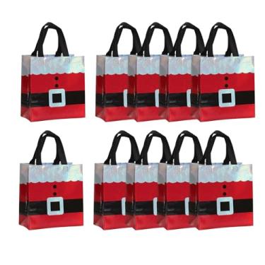 Imagem de CarpNettore Conjunto de 10 Sacolas de Presente de Natal, Sacolas de Mão Reutilizáveis ​​e Versáteis em TNT (Tecido Não Tecido) para Compras, Noivados, Casamentos, Papai Noel