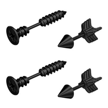 Imagem de ZS Brincos de barra curtos de 6 mm de 16G - aço inoxidável hipoalergênico cartilagem piercing barra para hélice, tragus, lóbulo - 2 pares com discos de silicone, Aço inoxidável, Sem Pedra Preciosa