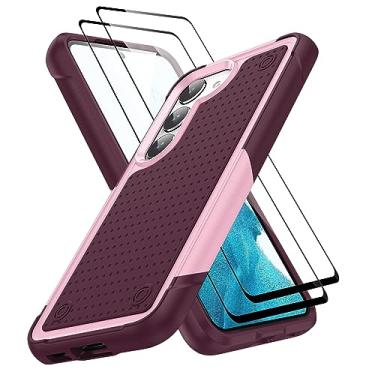 Imagem de Jeylly Capa compatível com Samsung Galaxy S23 Plus, [à prova de quedas de grau militar] Capa de proteção resistente à prova de choque de camada dupla para Samsung Galaxy S23+ 5G, vermelho e rosa