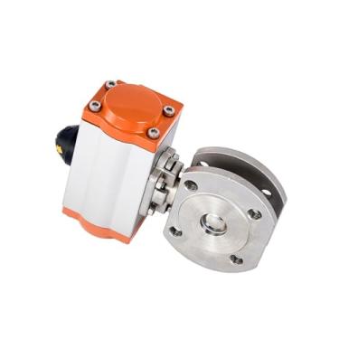 Imagem de Válvula esférica fina pneumática de 3,5 cm tipo wafer de aço inoxidável válvulas de corte rápido flangeadas dupla ação